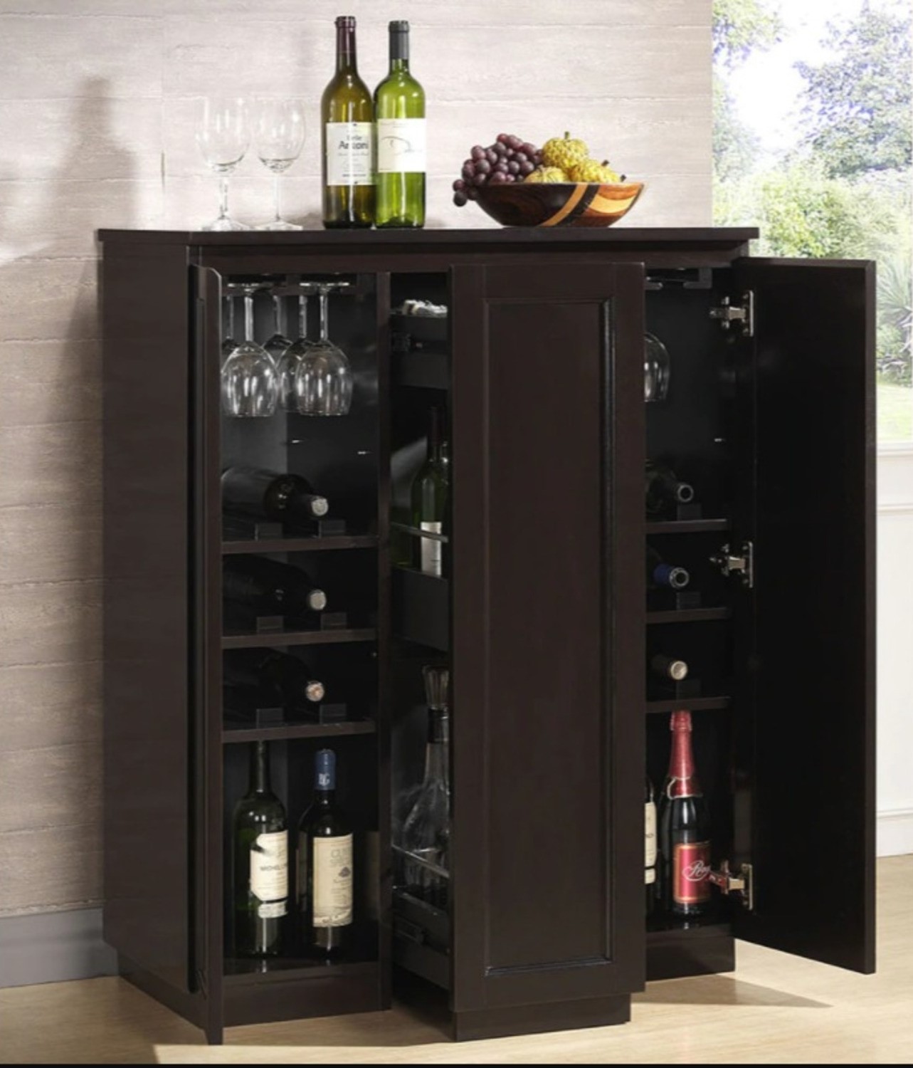 Dark brown modern bar cabinet 